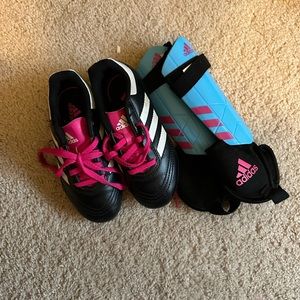 Toddler Girl Cleats + Shin Guards • ADIDAS